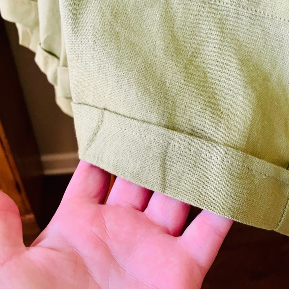 NWT Forever 21 Plus linen blend paper bag shorts 3” inseam SZ 0X olive green - Picture 7 of 10